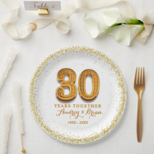 Plato De Papel 30.º aniversario personalizado