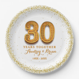 Plato De Papel 30.º aniversario personalizado