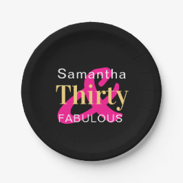 Plato De Papel 30.º cumpleaños Personalizado Treinta Fabuloso Fie