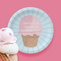 30.º Cumpleaños Placas de papel Fiesta de helados