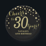 Plato De Papel 30.º Fiesta de cumpleaños Diamante negro y oro<br><div class="desc">30.º Fiesta de cumpleaños Placa de papel de diamante negro y oro</div>