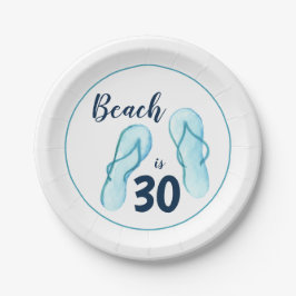 Plato De Papel 30.º Fiesta de playa Flip Flops