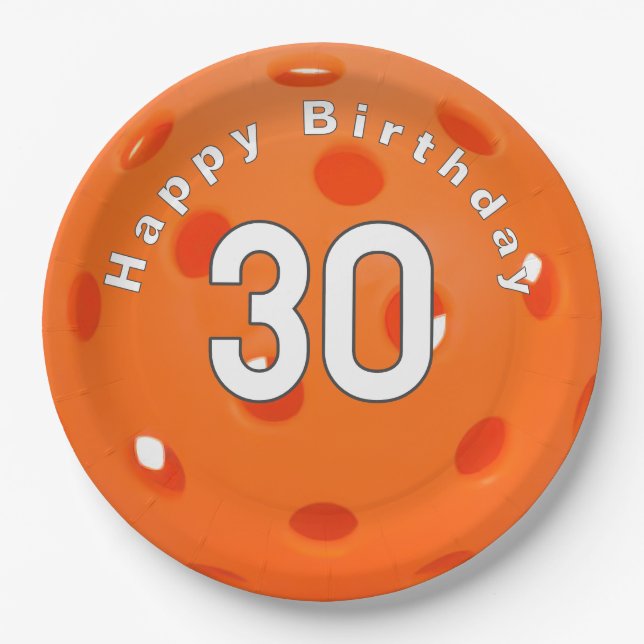 Plato De Papel 30.º Naranja de cumpleaños (Anverso)