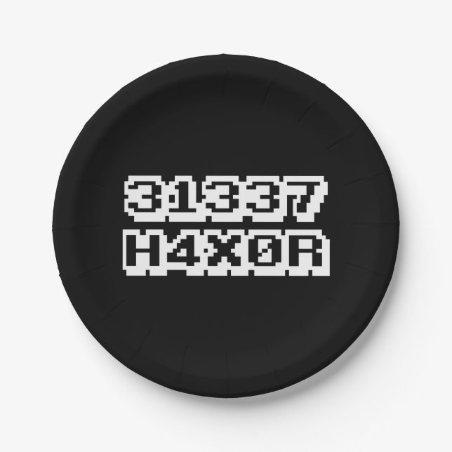 PLATO DE PAPEL 31337 H4X0R (Anverso)