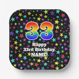 Plato De Papel 33.º cumpleaños: Patrón de estrellas divertidas