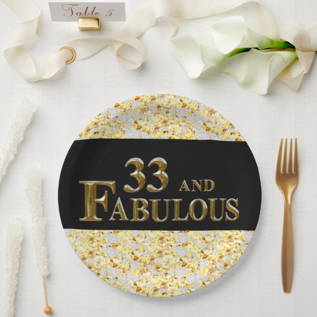 Plato De Papel 33 cumpleaños (Boda)