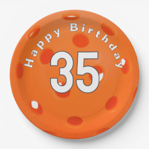 Plato De Papel 35.º Naranja de cumpleaños