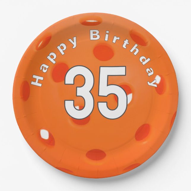Plato De Papel 35.º Naranja de cumpleaños (Anverso)