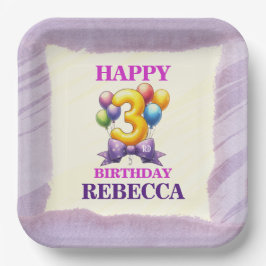 Plato De Papel 3.ᵉʳ Balón de cumpleaños Placa de papel para fiest