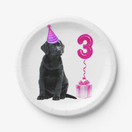 Plato De Papel 3.ᵉʳ tema de la pipa de cumpleaños - Perro lindo C