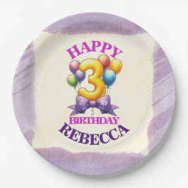 Plato De Papel 3.ᵉʳ tema del globo de cumpleaños