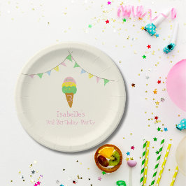 Plato De Papel 3 Cucharadas de Diversión Cumpleaños 3 Heladería