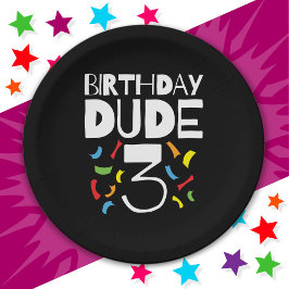Plato De Papel 3 cumpleaños niño de 3 años Fiesta Amigo 3