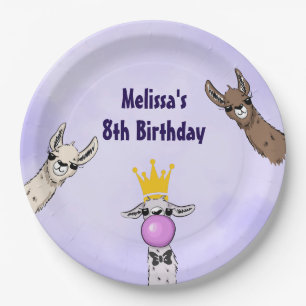 Plato De Papel 3 Cute Llama enfrenta Ilustracion Personalizado cu