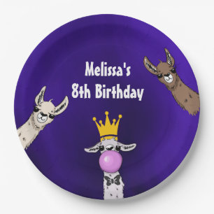 Plato De Papel 3 Cute Llama enfrenta Ilustracion Personalizado cu