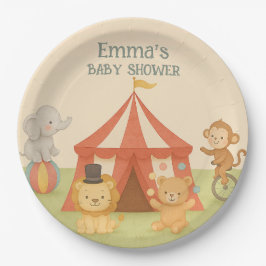 Plato De Papel 3 Ring Circus Baby Shower