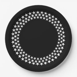 Plato De Papel 3 Rings Stars Black Paper Plate