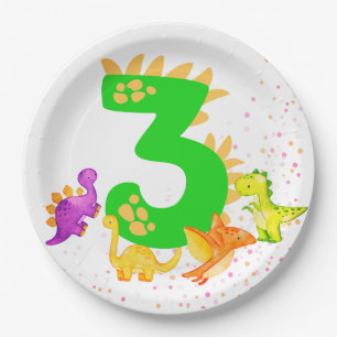 Plato De Papel 3rd Birthday. Dinosaur Design. My third birthday.