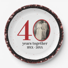Plato De Papel 40º aniversario de bodas de rubí (o CUALQUIER año 