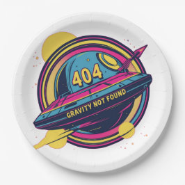 Plato De Papel 404 Gravity Not Found - Arte pop del espacio retro