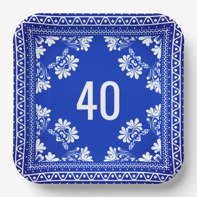 Plato De Papel 40.ª Bandana Azul (Anverso)