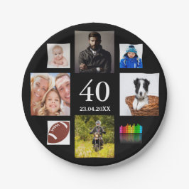 Plato De Papel 40.ª foto fiesta de cumpleaños hombre negro