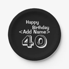 Plato De Papel 40.ª placa personalizada de papel negro