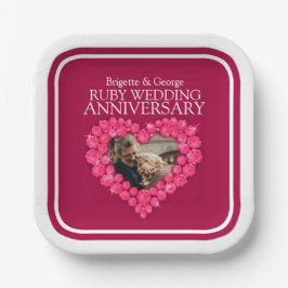 Plato De Papel 40.º aniversario de Ruby foto plaza del corazón ro