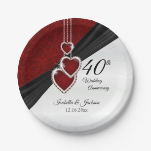 Plato De Papel 40.º Aniversario del Boda Ruby