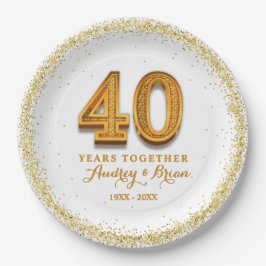 Plato De Papel 40.º aniversario personalizado