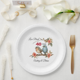 Plato De Papel 40.º aniversario personalizado