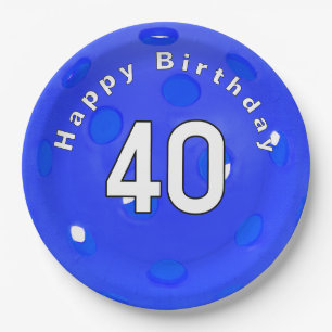 Plato De Papel 40.º Baloncesto Azul