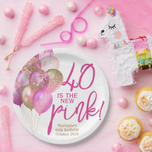 Plato De Papel 40.º cumpleaños 40 es el nuevo Fiesta rosado