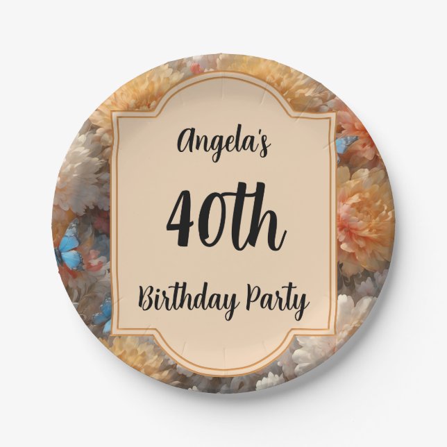 Plato De Papel 40.º Fiesta de cumpleaños (Anverso)