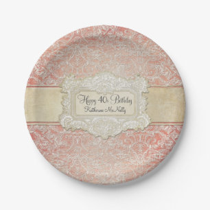 Plato De Papel 40.º Fiesta de cumpleaños vintage regencia frances