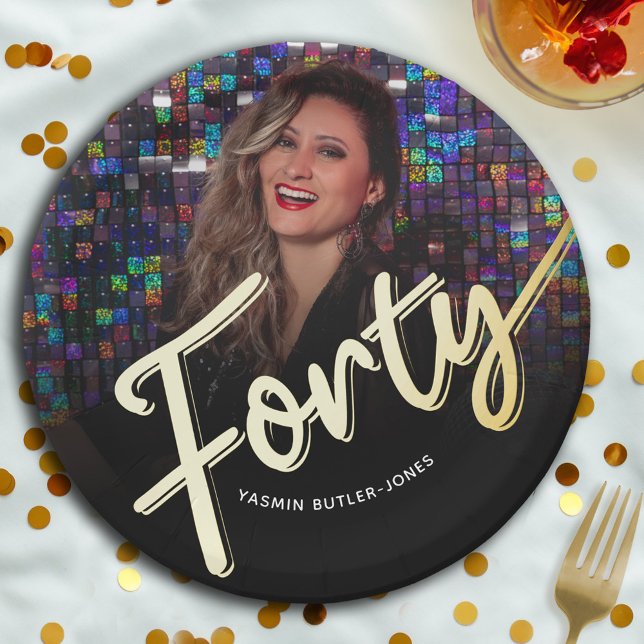 Plato De Papel  40.º guión de personalizado de cumpleaños oro (Subido por el creador)