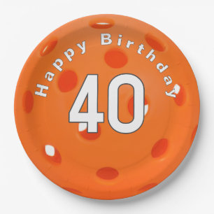 Plato De Papel 40.º Naranja de cumpleaños