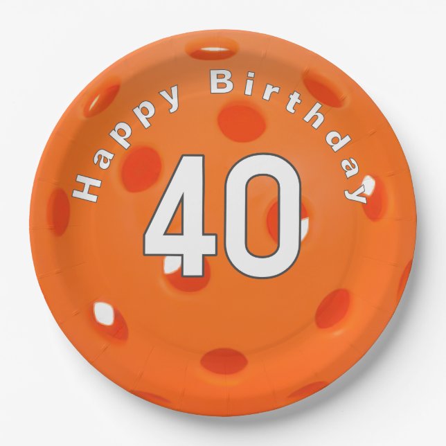 Plato De Papel 40.º Naranja de cumpleaños (Anverso)