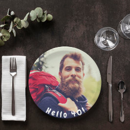 Plato De Papel 40.º personalizado de cumpleaños foto hola 40 chic