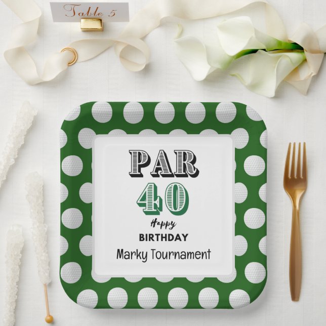 Plato De Papel 40 Aniversario del Golf para Golfer (Boda)