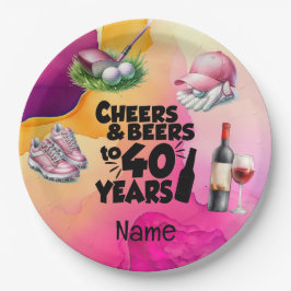 Plato De Papel 40 Aniversario del Golf para la mujer golfista