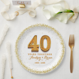 Plato De Papel 40 Aniversario Personalizado