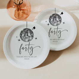 Plato De Papel 40 Fiesta de cumpleaños de Silver Disco Ball