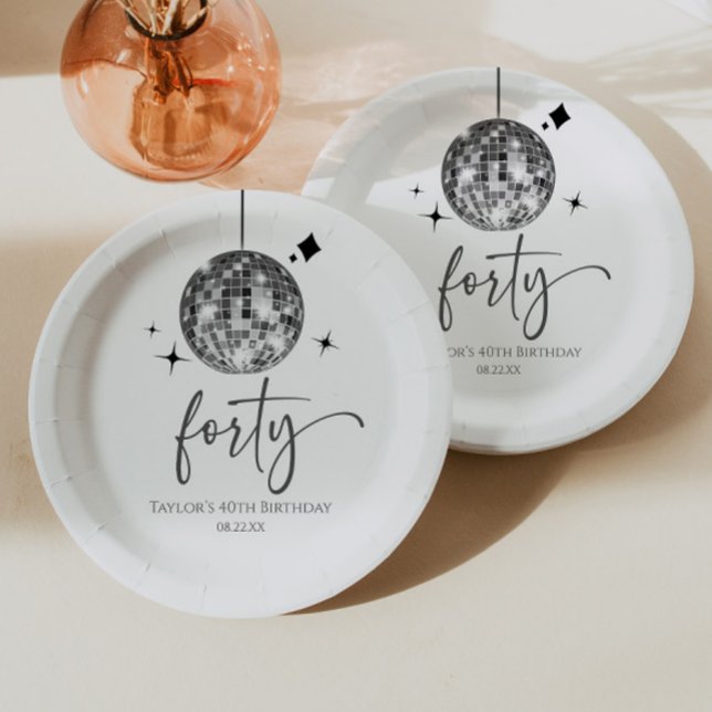 Plato De Papel 40 Fiesta de cumpleaños de Silver Disco Ball (Subido por el creador)