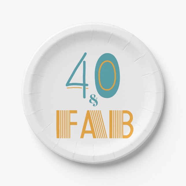 Plato De Papel 40 y fab cumpleaños moderno (Anverso)