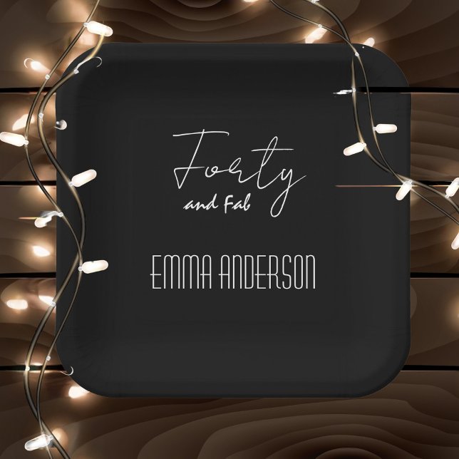 Plato De Papel 40 y Fab Nombre de texto Negro moderno (Subido por el creador)