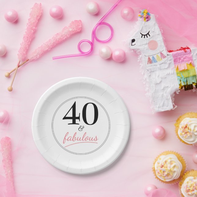 Plato De Papel 40 y fabulosa placa de papel Fiesta de cumpleaños  (Fiesta)