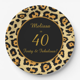 Plato De Papel 40 y fabulosas placas de papel impreso de leopardo