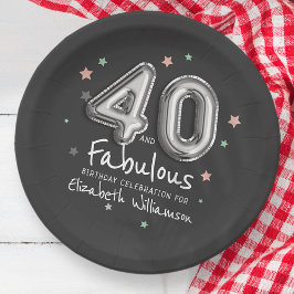 Plato De Papel 40 y fabuloso Relieve metalizado Estrellas en glob