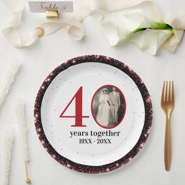 Plato De Papel 40th ruby wedding anniversary (or ANY 0 YEAR) (Boda)